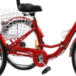 24 Zoll Dreirad für Erwachsene 7 Gang Seniorenfahrrad Faltbares Fahrrad mit Einkaufskorb Mit LED Licht – Bild 2