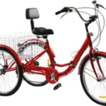 24 Zoll Dreirad für Erwachsene 7 Gang Seniorenfahrrad Faltbares Fahrrad mit Einkaufskorb Mit LED Licht